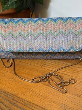 Franchi Straw Clutch Crossbody bag with Metal Rope  Strap